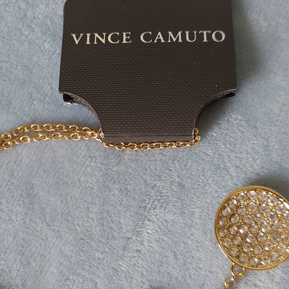Vince Camuto ~Gold/Crystal Triple Pave Circle Lariat Necklace. NWT. - Picture 7 of 9
